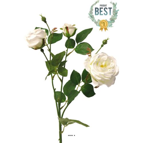 Rose Paris Artificielle, Ramifiée, 3 Têtes, 61 Cm, Crème - Best