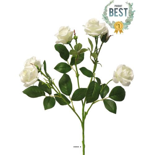 Branche De Rosier Artificielle, 4 Ramures, 68 Cm Crème - Best
