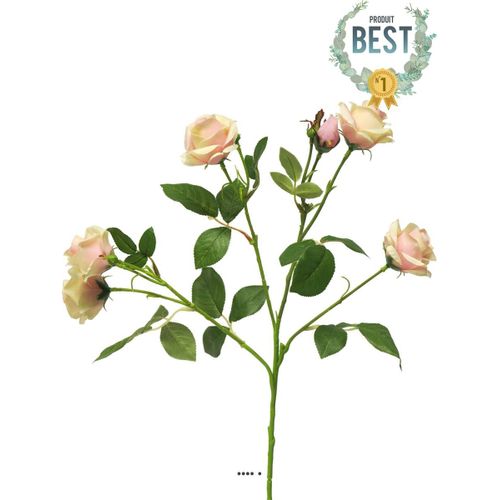 Branche De Rosier Artificielle, 4 Ramures, 68 Cm Rose Pâle - Best