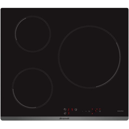 Brandt BPI6315B - Table de cuisson à induction - 3 plaques de cuisson - Niche - largeur : 56 cm - profondeur : 49 cm - noir