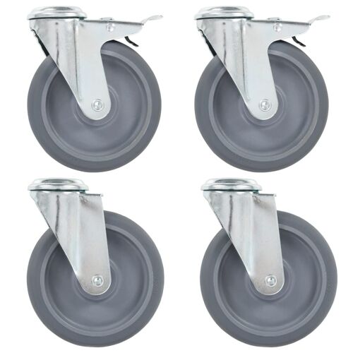 4 pcs Roulettes pivotantes à trou de boulon 125 mm