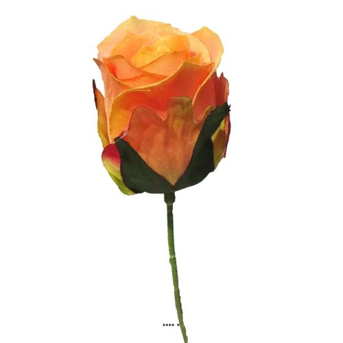 Tête De Rose Artificielle D 5 Cm Sur Tige Idéale Mariage Rose-Orange