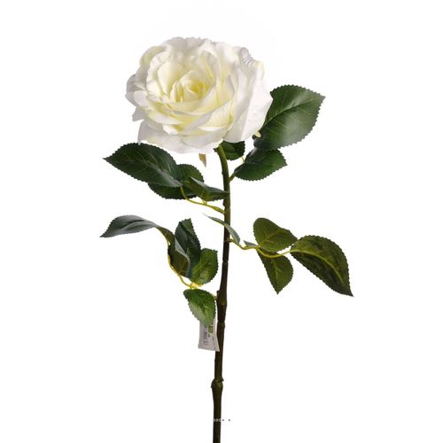 Rose Maya Artificielle Blanc Neige H75cm Tête Superbe 12cm 4 Feuilles