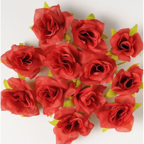 Têtes De Rose Artificielle X 12 Rouge Cerise D 6 Cm Pour Boule De Rose