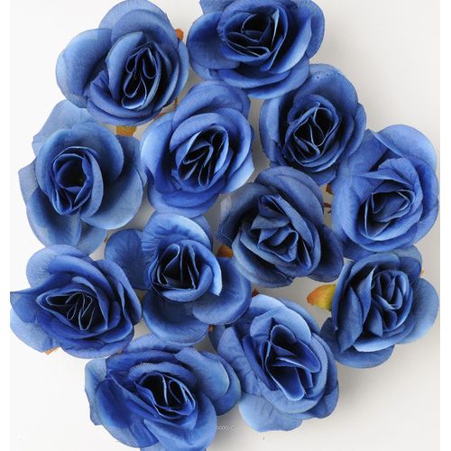 Têtes De Rose Artificielle X 12 Bleu D 4 50 Cm Pour Boule De Rose