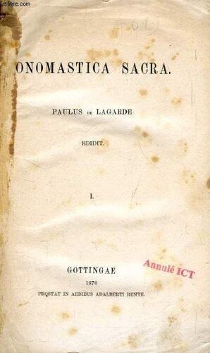 Onomastica Sacra, 2 Tomes (1 Volume)