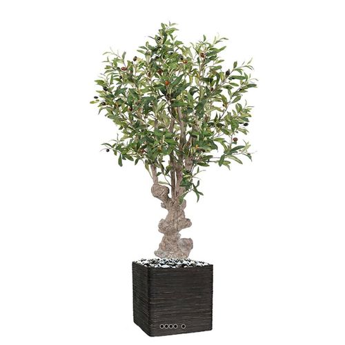 Superbe Olivier Artificiel Tronc Noueux H 120 Cm En Pot Avec Olives