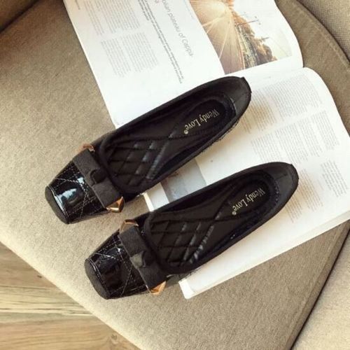 Chaussures Chaussures Plates Bout Carré Pour Femmessouliers Lumineux Semelles Souples En Cuir De Haute Qualitégrande Taille