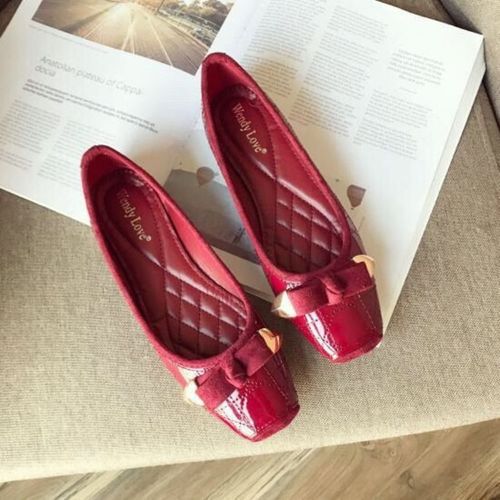 Chaussures Chaussures Plates Bout Carré Pour Femmessouliers Lumineux Semelles Souples En Cuir De Haute Qualitégrande Taille