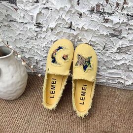 Chaussures Careaymakeloveontopchaussures En Toile Pour Femmesdesignbord En Peluchemocassins Décontractés Pailletteschaussures Plates En Tissu Enfilerprintemps Automne