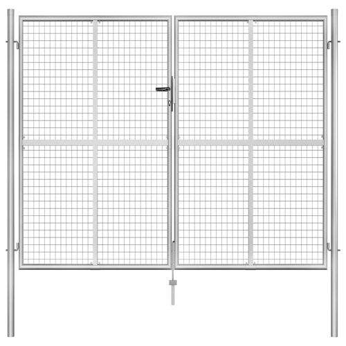 vidaXL Porte de jardin Acier galvanisé 306x250 cm Argenté