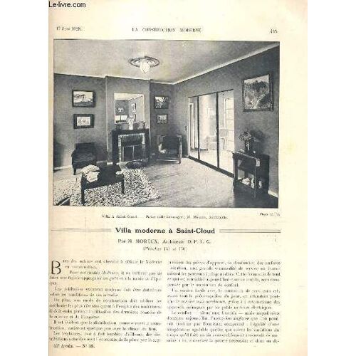 La Construction Moderne - 43e Volume (1927-1928) - Fascicule N°38 - Villa Moderne A Saint-Cloud, Plan De L'étage, Salon-Salle À Manger, Ouvrant Sur Le Jardin, Salon, Le Lido - Le Pont Du ...