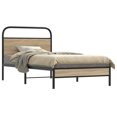 Vidaxl Cadre De Lit Sans Matelas 100x190 Cm Chêne Fumé Bois Ingénierie