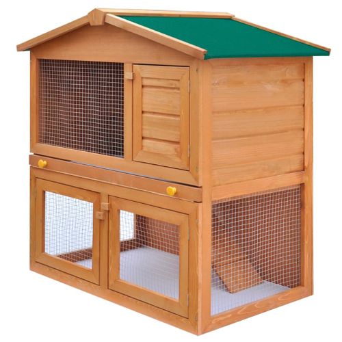 Clapier Extérieur pour Lapin Maison pour Petit Animal avec Système Anti-Fuite 3 Portes Bois
