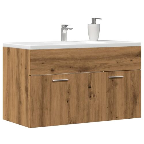 vidaXL Armoire lavabo de salle de bain chêne artisanal bois ingénierie