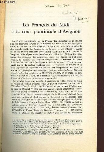 Les Francais Du Midi A La Cour Pontificale D'avignon / Extait Des Annales Du Midi - Tçome 74 - N°57 - Janvier 1962.