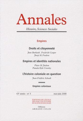 Annales Histoire, Sciences Sociales N° 3, Mai-Juin 2008 - Empires