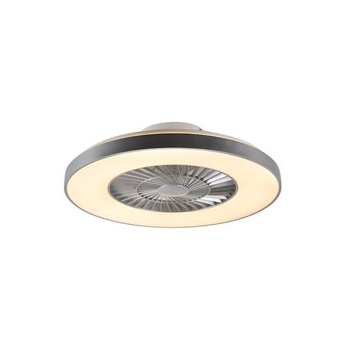 Qazqa Design Ventilateur De Plafond Argent Avec Effet Ã©Toile Dimmable - Climo Plastique /Acier Blanc,Argentã© Rond / Luminaire / Lumiere / ÃClairage / Intã©Rieur / Salon / Cuisine Led (Non Remplaã§Able) Max. 1 X 40 Watt