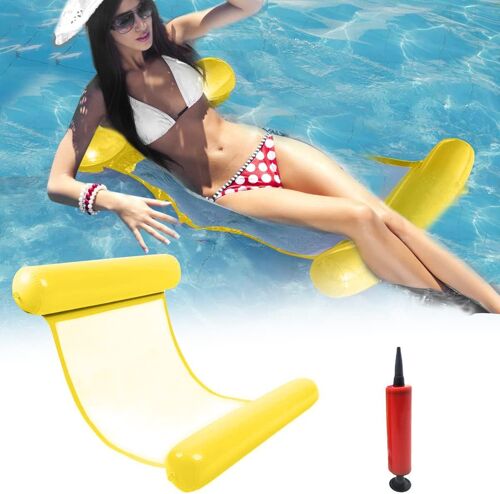 Hamac D'eau Gonflable,Lit Flottant Hamac,4 In 1d'eau Gonflable Chaise,Piscine Hamac,Pour Summer Party Natation Plage Vacances Adulte Enfants Jouet D'eau (Jaune)