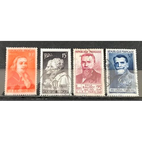 Lot De 4 Timbres Oblitérés France 1949 Y & T N° 844 À 847