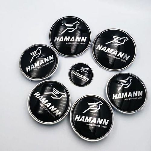 Kit 7 Badge Insigne Embleme Logo Bmw Hamann Capot 82 + Coffre 82+ Volant + Cache Moyeu 4×68mm