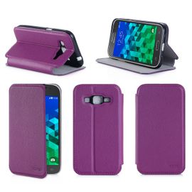 Etui Luxe Samsung Galaxy Core Prime Sm-G360/Sm-G360f 4g Violet Cuir Style - Housse Coque De Protection Samsung Galaxy Core Prime Lte 4g G360/G360f Violette - Accessoires Pochette  Cover
