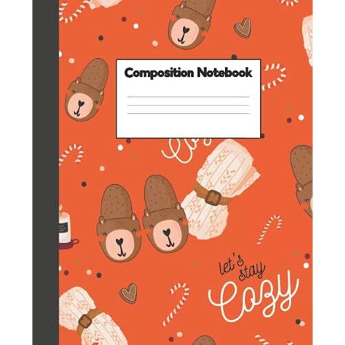 Christmas Composition Notebook: Cute Holiday Cozy Things | Wide Ruled 7.5 X 9.25 In | 110 Pages Book For Boys, Girls, Students And Teachers