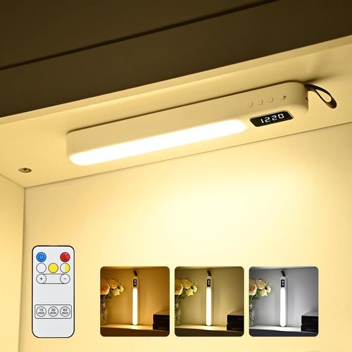 Reglette Led Cuisine Sans Fil, 1200mah Lumiere Rechargeable Aimantée Avec Télécommande Lampe De Bureau À Luminosité Réglable Pour Placard, Tableau, Miroir, Armoire[Q994]