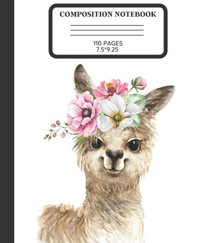 Llama Composition Notebook: Wide-Ruled, 7.5*9.25, 110 Pages, For Kids, Teens, And Adults (Composition Notebook)