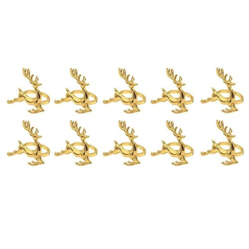 10 Pièces Or Elk Serviette Anneaux Pour Couverts, Réceptions De Mariage, Noël, Thanksgiving Et Maison Cuisine Table À Manger