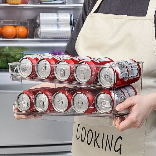 Bacs de rangement pour réfrigérateur roulant à 2 niveaux, support de rangement pour Soda, distributeur de boissons pour congélateur