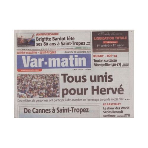 Var Matin N°24283 Sorti Le Jour Anniversaire De Brigitte Bardot