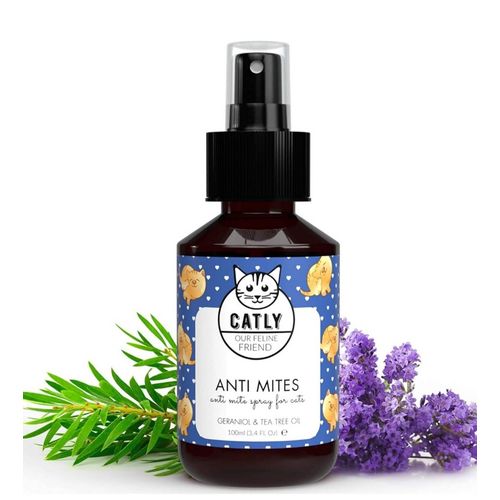 Catly Spray Anti Puces Chat - Produit Chat Naturel - Action Anti Acarien, Anti Puce Et Anti Tique Chat - Anti Acarien À L'huile D'arbre À Thé - Alternative Au Collier Chat Anti Puces Et Tiques, 100 Ml