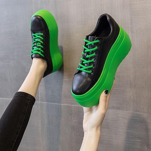 Chaussures Chaussures Décontractées En Cuir Véritable Pour Femmessuper Optiqueplateforme De 8cmbaskets Compenséesgrosses Chaussures Plates De Printempsmode