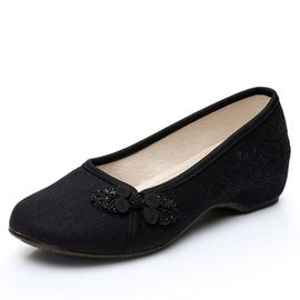 Chaussures Chaussures De Danse En Toile Pour Femmesmocassins Légersde Marched'étérespiranteschaussures Plates En Tissu Brodé Traditionnel