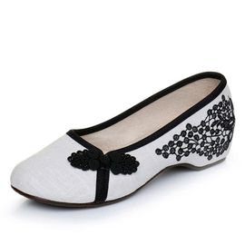 Chaussures Chaussures De Danse En Toile Pour Femmesmocassins Légersde Marched'étérespiranteschaussures Plates En Tissu Brodé Traditionnel