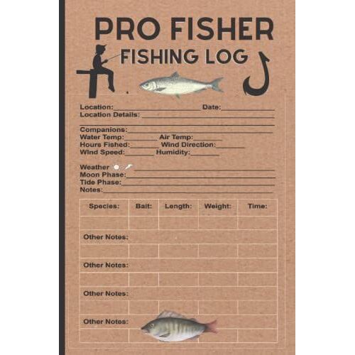 Pro Fisher Fishing Log Book: Small Pocket Size 6 X 9" Logbook | Record Book, Notebook/Journal For Fishing Trips & Experiences | 100 Pages | Perfect Bound Paperback