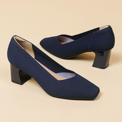 Chaussures Talons Hauts Tricotés Pour Femmeschaussures Respirantes Et Confortablesbout Carré Multipleautomne 5cm De Haut