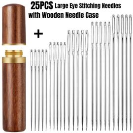 Fil À Broder Avec Étui En Bois,5 Grands Yeux,Couture À La Main,Gros Yeux Pointus,25 Pièces - Type 5 Sizes