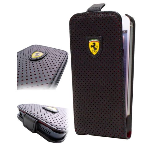 Etui Coque Ferrari New Challenge Cuir Noir Perforé Iphone 5s Fechfpflp5