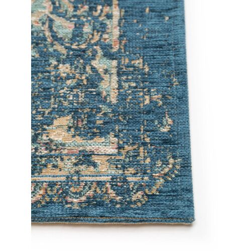 Tapis Vintage Tissé À Plat Frencie Bleu 80x165 Cm - Tapis Poil Ras / Effet Usé