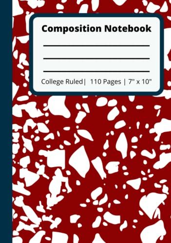 Composition Notebook: Dark Red Marble | College Ruled | For Kids, Teens And Adults | Perfect For Home School Supplies