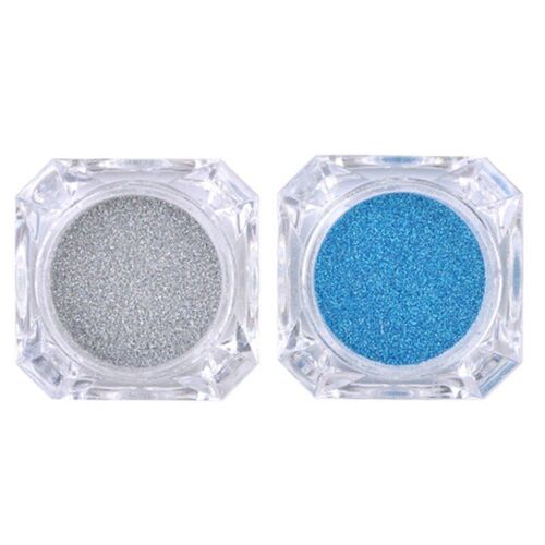 Gel Adhésif À Paillettes Bleues Et Argentées, Transfert D'image, Laser, Flash Fin, Argent + Laser Bleu + 2 Pinceaux