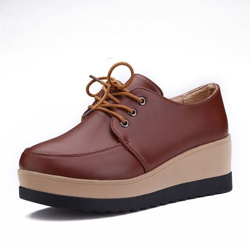 Chaussures Baskets Plates En Cuir Lacets Pour Femmesmocassins L'offre Elles Compenséeschaussures Décontractéesmarque