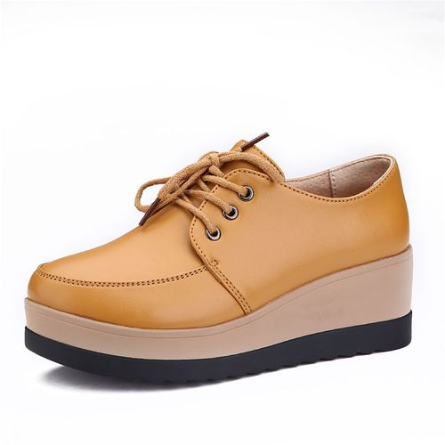 Chaussures Baskets Plates En Cuir Lacets Pour Femmesmocassins L'offre Elles Compenséeschaussures Décontractéesmarque