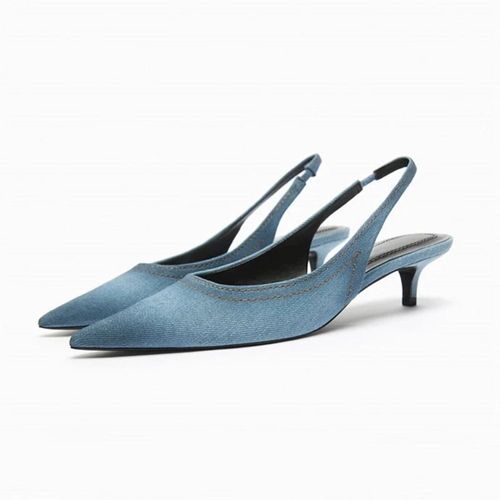 Chaussures Trafescarpins Talons Aiguilles En Tissu Denim Bleu Pour Femmesbretelles Croiséesescarpins Bride Arrièrechaussures Parker Pointuessandales Talons Hauts