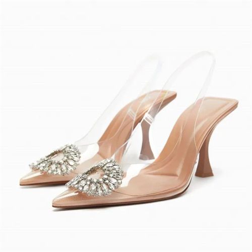 Chaussures Trafchaussures Talons Hauts En Tissu Denim Bleu Pour Femmeescarpins Tête Jolie Tuechâssisslingbackslanière Croiséesandales