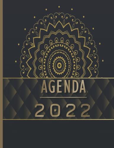 Agenda 2022: Planificateur A4 | Organiseur Hebdomadaire 1 Semaine Sur 2 Pages (Janvier 2022 / Décembre 2022) Avec Planification Mensuelle | Français | Couverture Souple Noire Doré Mandala