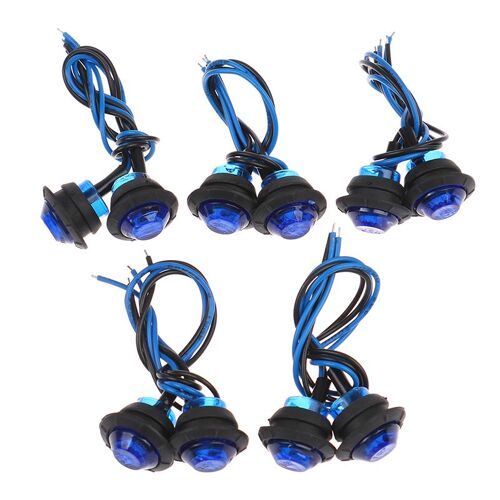 Traverse De Bateau À Led Étanche, Feux De Recul Ronds, Feux Arrière Blancs, Marqueur Latéral De Yacht, Feux De Courtoisie, Bleu, 12v, Ensemble De 10 Pièces