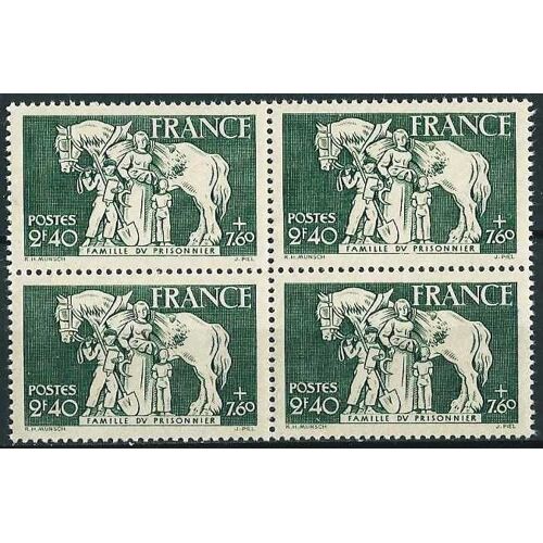 France 1943, Très Beau Bloc 4 Valeurs - Yv. 586, La Famille Du Prisonnier, Neuf** Luxe